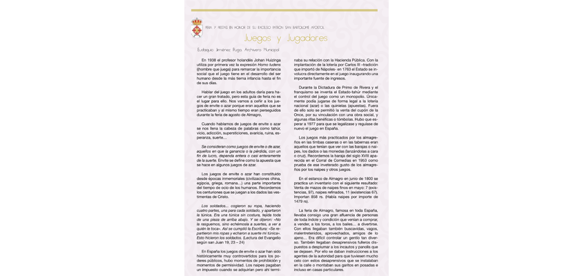 Descripci�n de Archivo Municipal. Juegos y jugadores