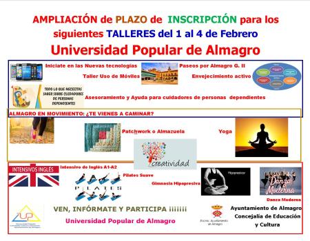 Ampliaci�n de plazo de inscripci�n de talleres