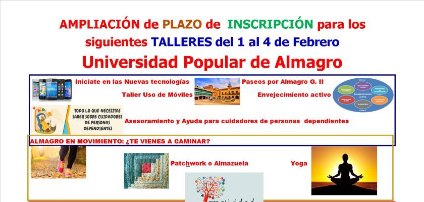 Ampliaci�n de plazo de inscripci�n de talleres