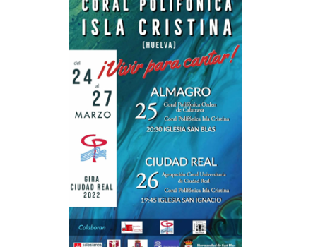 Las corales de Almagro y de Isla Cristina se unen este viernes en la iglesia de san Blas