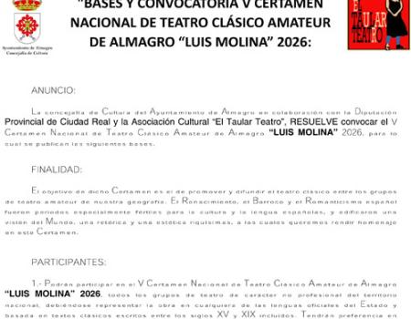 V Certamen Nacional de Teatro Cl�sico Amateur “Luis Molina” (29/4/2026)