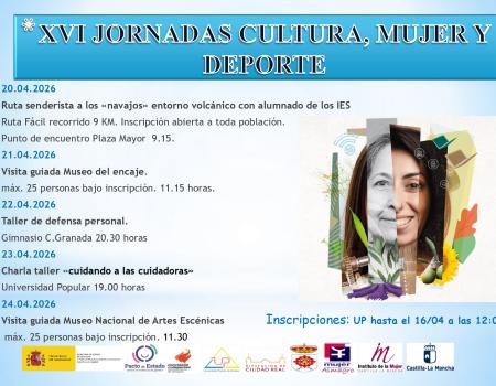 XVI JORNADAS CULTURA, MUJER Y DEPORTE 20, 21, 23, 23 Y 24 DE ABRIL DE 2026