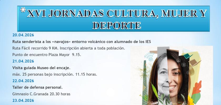 XVI JORNADAS CULTURA, MUJER Y DEPORTE 20, 21, 23, 23 Y 24 DE ABRIL DE 2026