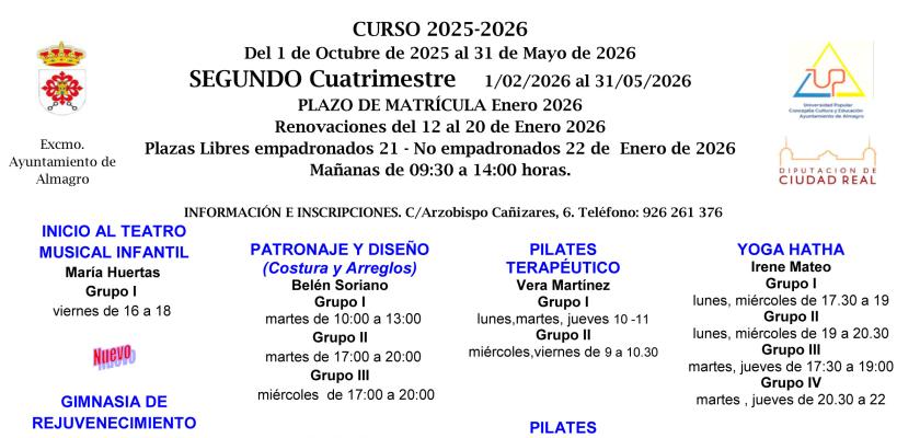 2� Cuatrimestre matricula curso 2025-2026