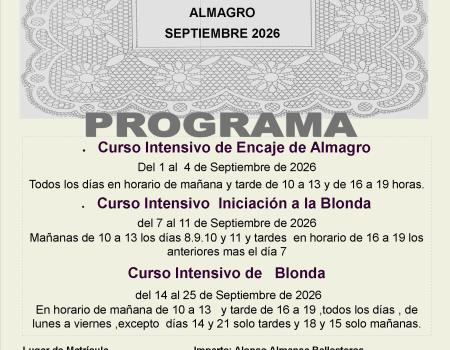 Cursos intensivos de Encaje de Almagro y Blonda (septiembre 2026)