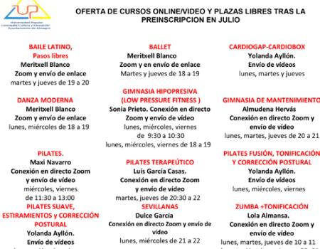 La Universidad Popular oferta los cursos de actividad f�sica de forma telem�tica o por v�deo  