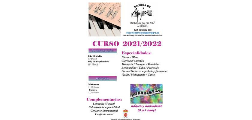 Curso 2021/2022 - Preinscipci�n Escuela de M�sica