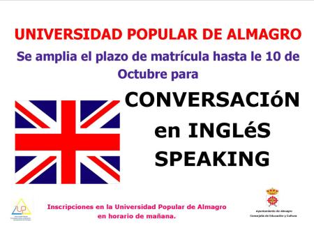 Ampliaci�n plazo de matr�cula - Speaking