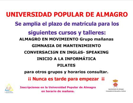 Ampliaci�n plazo de matr�cula