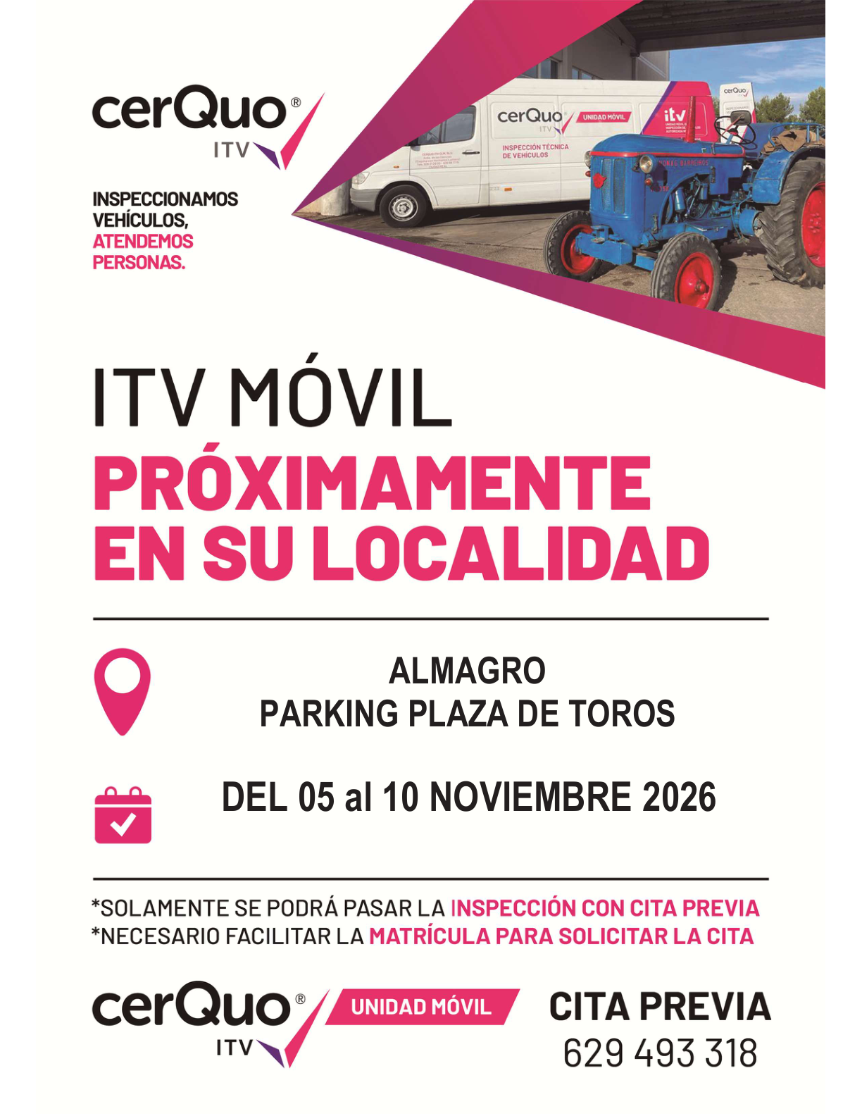 Almagro contará con una unidad móvil de ITV del 5 al 10 de noviembre