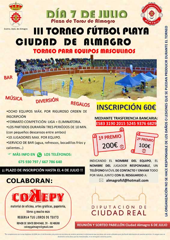 Convocados el III Torneo de Fútbol Playa y el II Peque Campus de Fútbol Sala