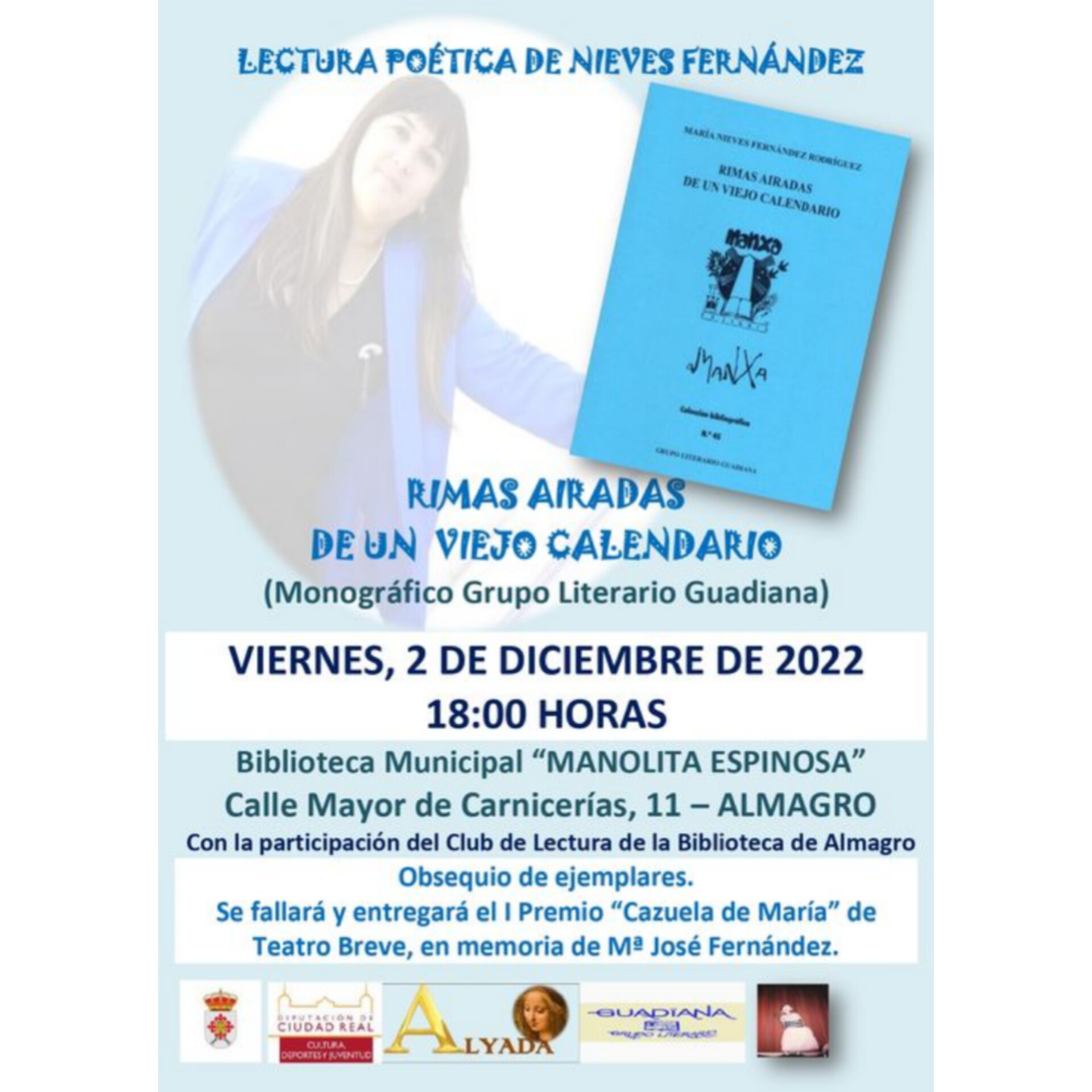 La almagreña Nieves Fernández recitará poesía en la Biblioteca Municipal “Manolita Espinosa”