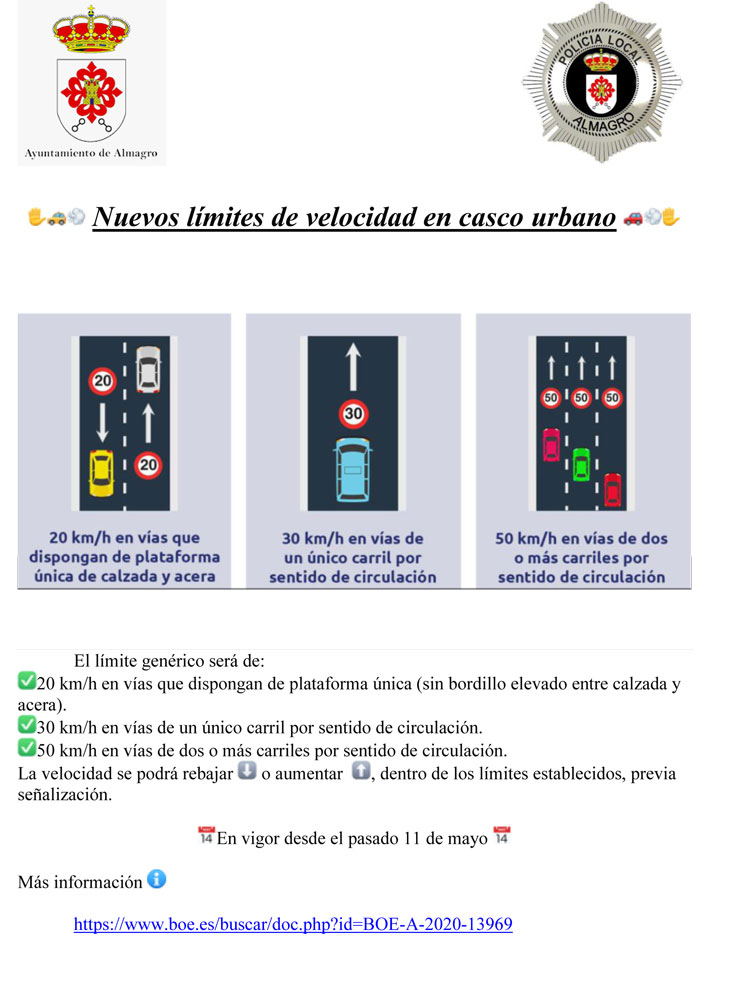 La Policía Local informa de los nuevos límites de velocidad en el casco urbano