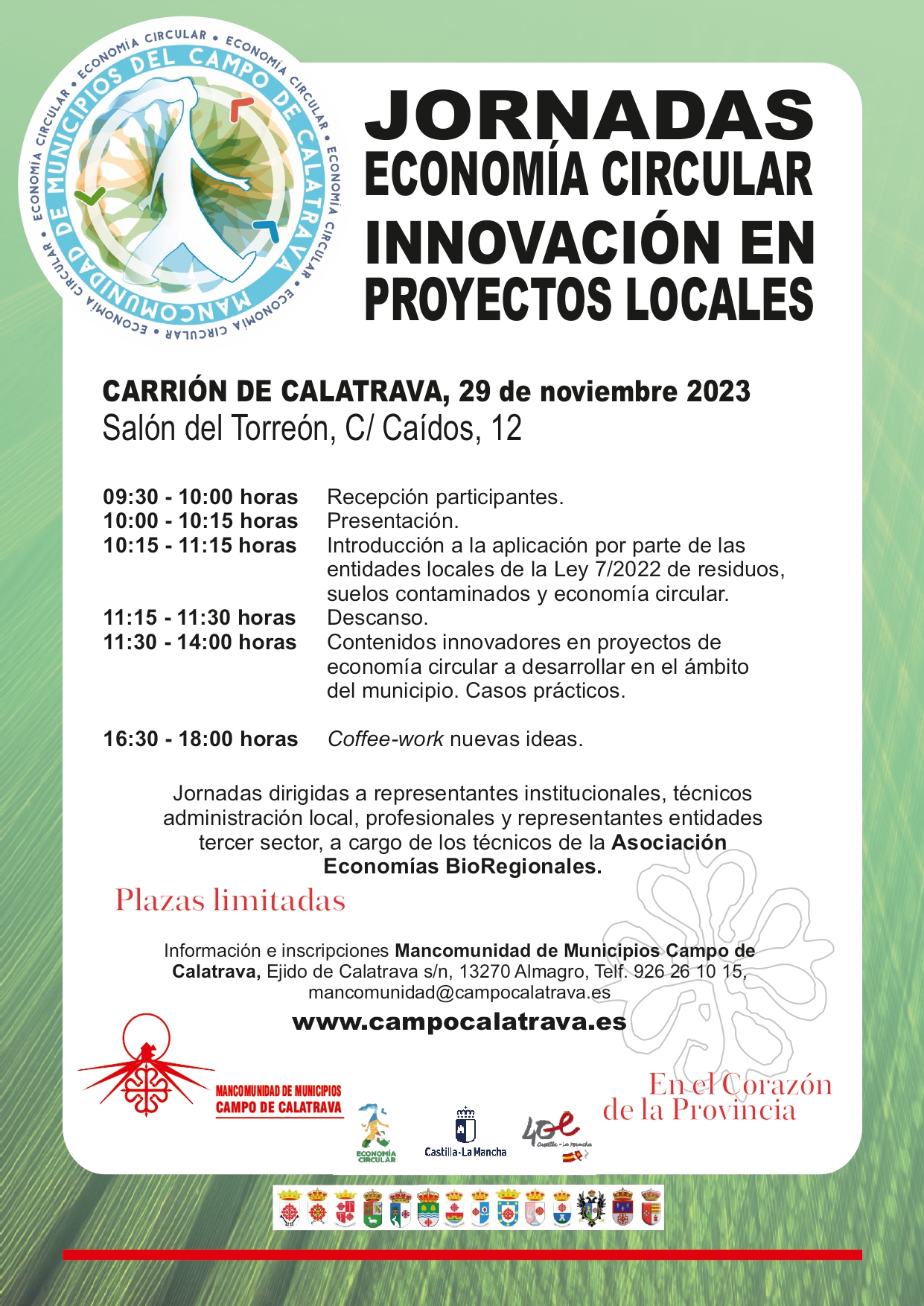 La Mancomunidad del Campo de Calatrava organiza una jornada abierta sobre economía circular