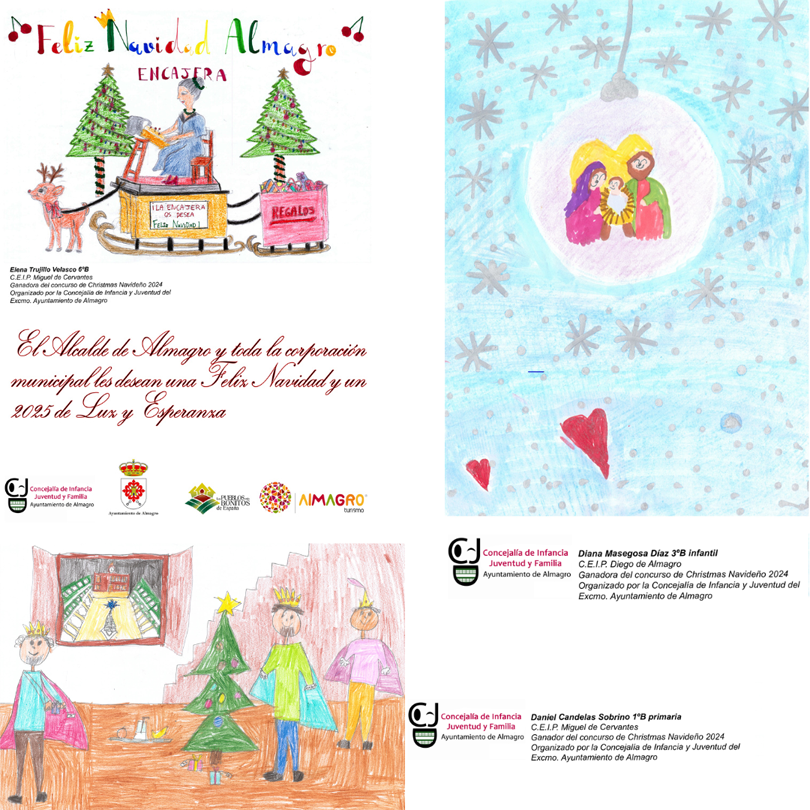 El Ayuntamiento felicita la Navidad con las imágenes de un trineo tirado por una encajera, los Reyes Magos y el Nacimiento de Jesús, ganadores del concurso de Christmas